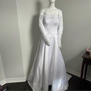NWT Licor Lace Corset Wedding Dress Off Shoulder Satin Gown Pockets 2/4